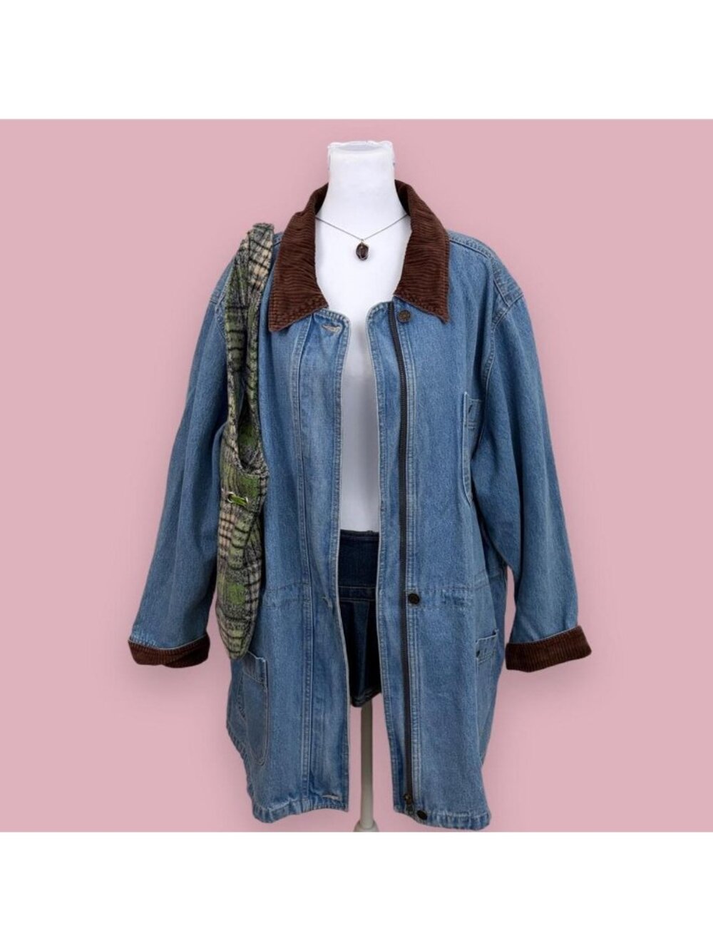 90s denim plus size western chore coat barn jacket